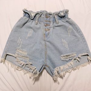 Paperbag High Waisted Denim Shorts